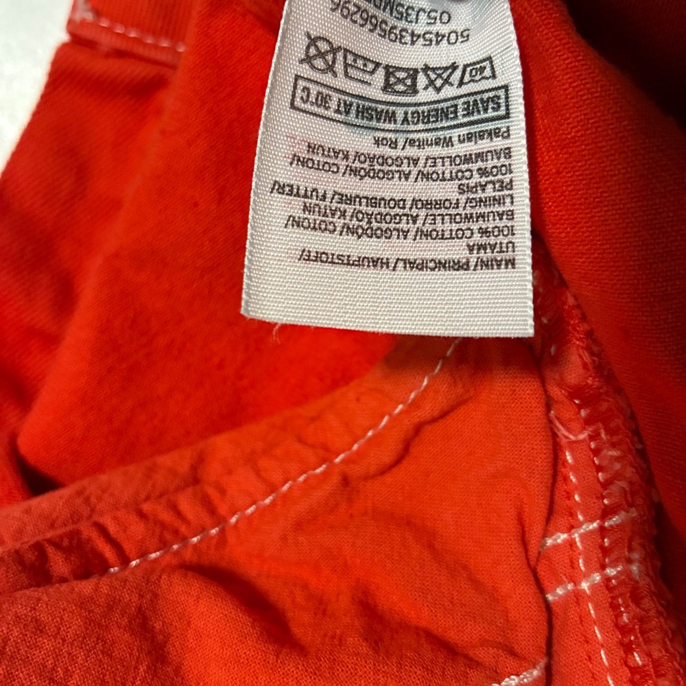 Topshop Moto Red Denim Mini Skirt Raw Hem Contrast Stitch Womens Size 4 USA - Picture 8 of 8